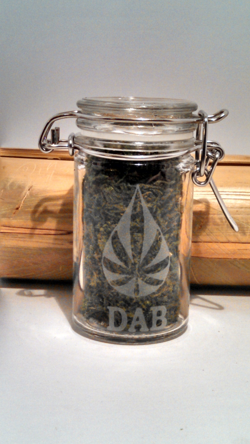 Etched Glass Dab & Stash Jar by Twisted420Glass