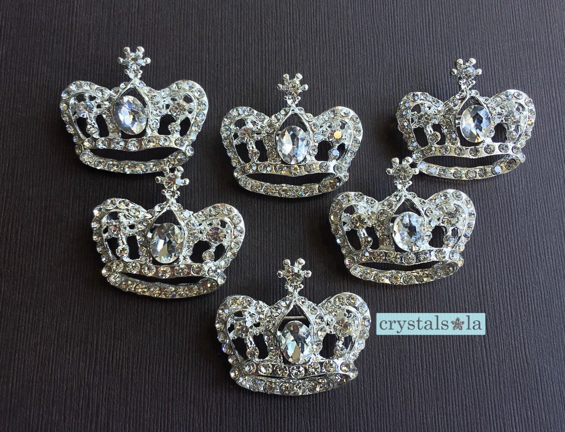 Crown Rhinestone Brooch Pins Item B101 6pcs by CrystalsLA