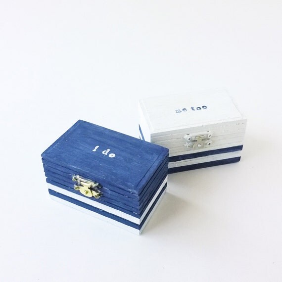 Nautical Ring Box Set - Ring Bearer Box - Wedding Ring Box - Nautical ...