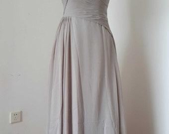 Straps Light Grey Chiffon Floor-length Long Bridesmaid Dress