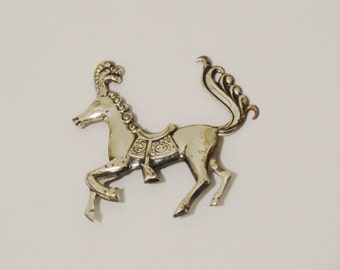 Vintage 925 Sterlng Silver Horse Pin/Brooch 1.80" x 1.60"
