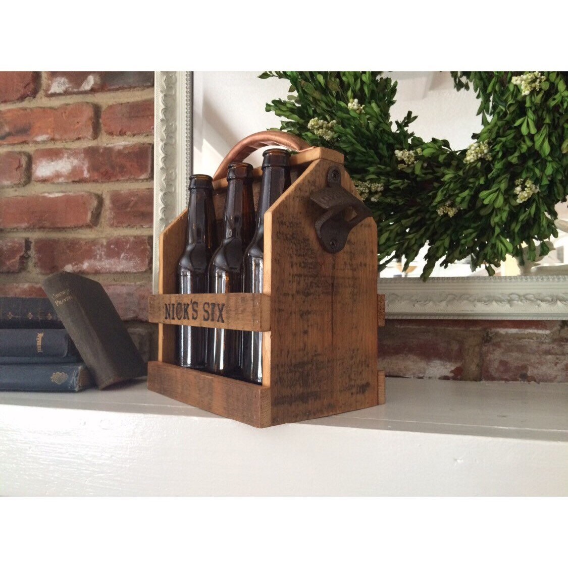 wood craft beer caddy personalized men's gift wedding