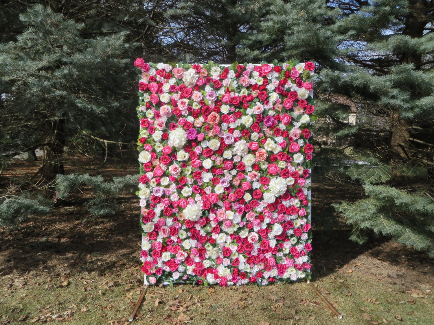 5' x 7' Pink Faux Flower Wall // FREE by WallFlowersByKate on Etsy