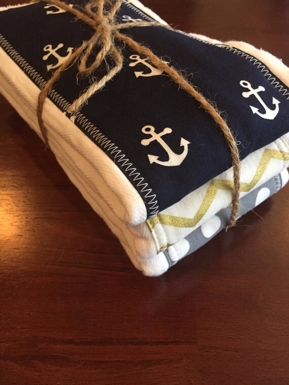 Set of 3 Burp Cloths/Rags/blue/nautical by ByFrankieLou on Etsy