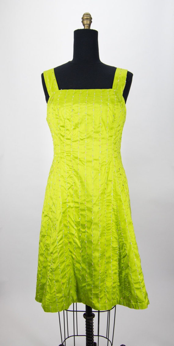 Light Green Lime Silk Sundress Size 14 by LarrBrioCouture on Etsy