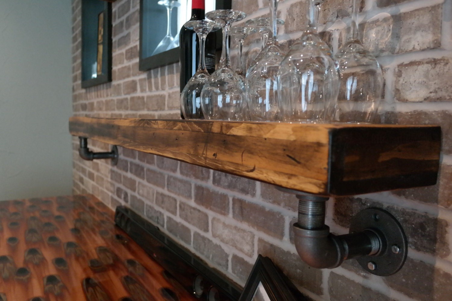 Industrial Floating Shelf with Pipe Shelf Supports by PipeWorx