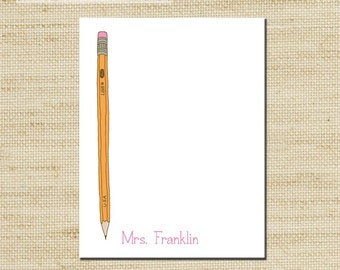 Teachers Notepad, Note pad Personalized Notepad, Note Sheets, Custom Notepad with Teachers Pencil