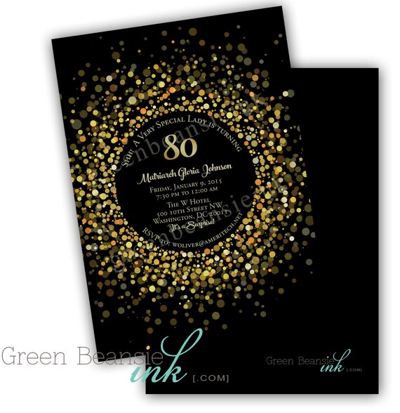 SPARKLY GOLD Birthday Printable Party Invitation - Printing Available Il_570xn