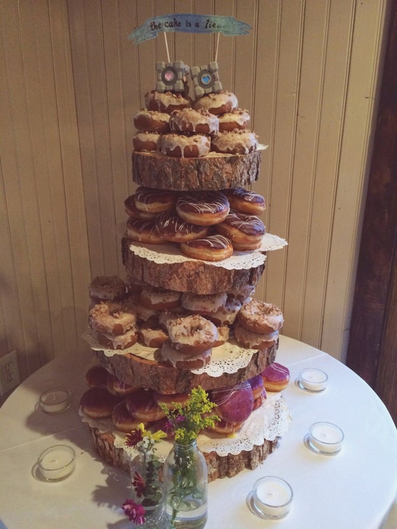 Rustic Wood Tree Slice 4 Tier Donut Or Cupcake Stand For Your Rustic Wood Tree Slice 4 Tier Donut Or Cupcake Stand For Your