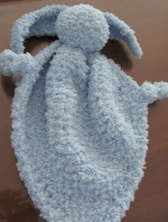 Bunny Blanket Buddy Bunny Lovey Security Blanket Hand Knit Bunny