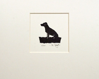 jack russell sitting hand cut papercut