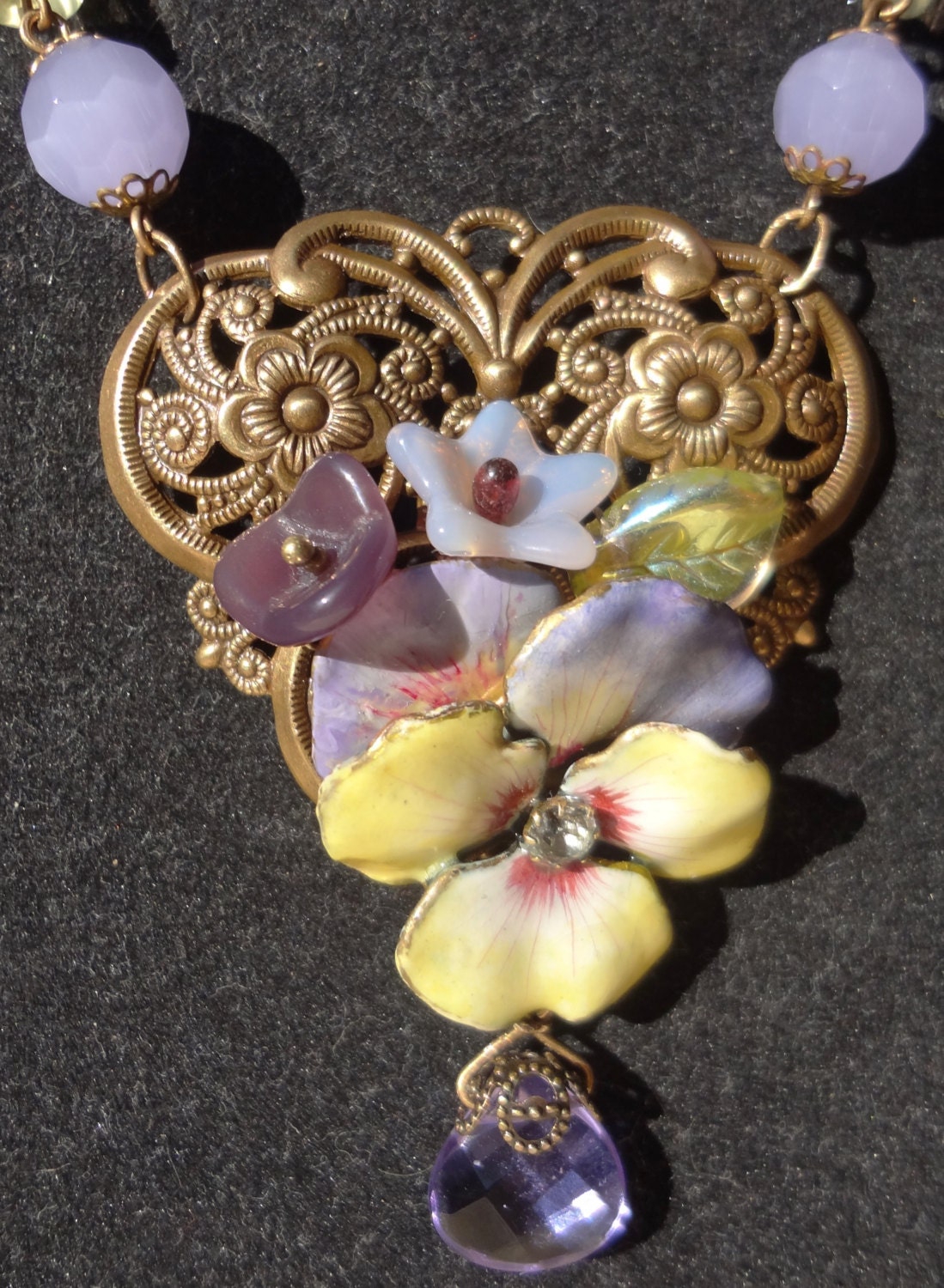 SALEAntique Enamel Pansy Necklace