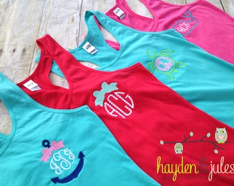 Girls Monogrammed Racer Back Tank/Swim Cover up