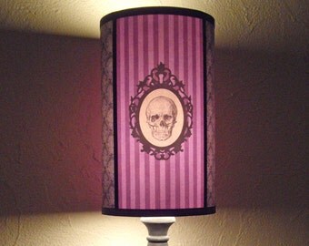 Baroque Skull Purple Lamp Shade Lampshade - pastel goth, skull lamp shade, gifts for her, purple lamp,goth,personalized colors ,gothic decor
