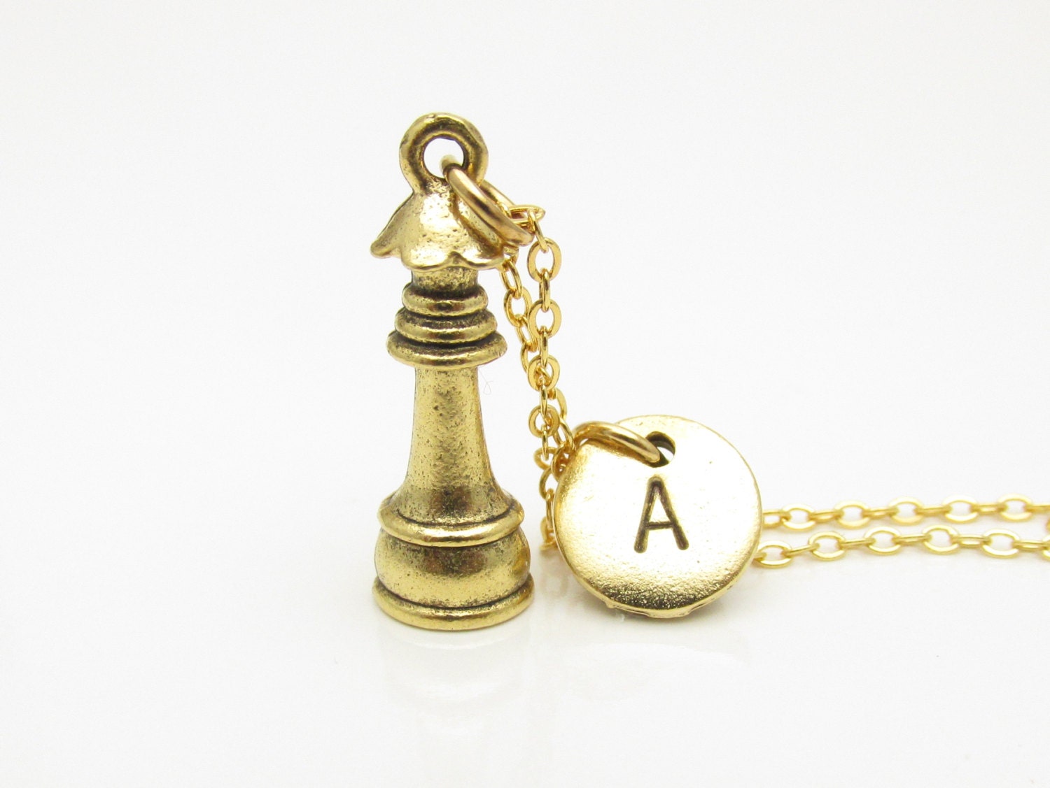 Chess Necklace Queen Chess Piece Gold Chessboard Charm
