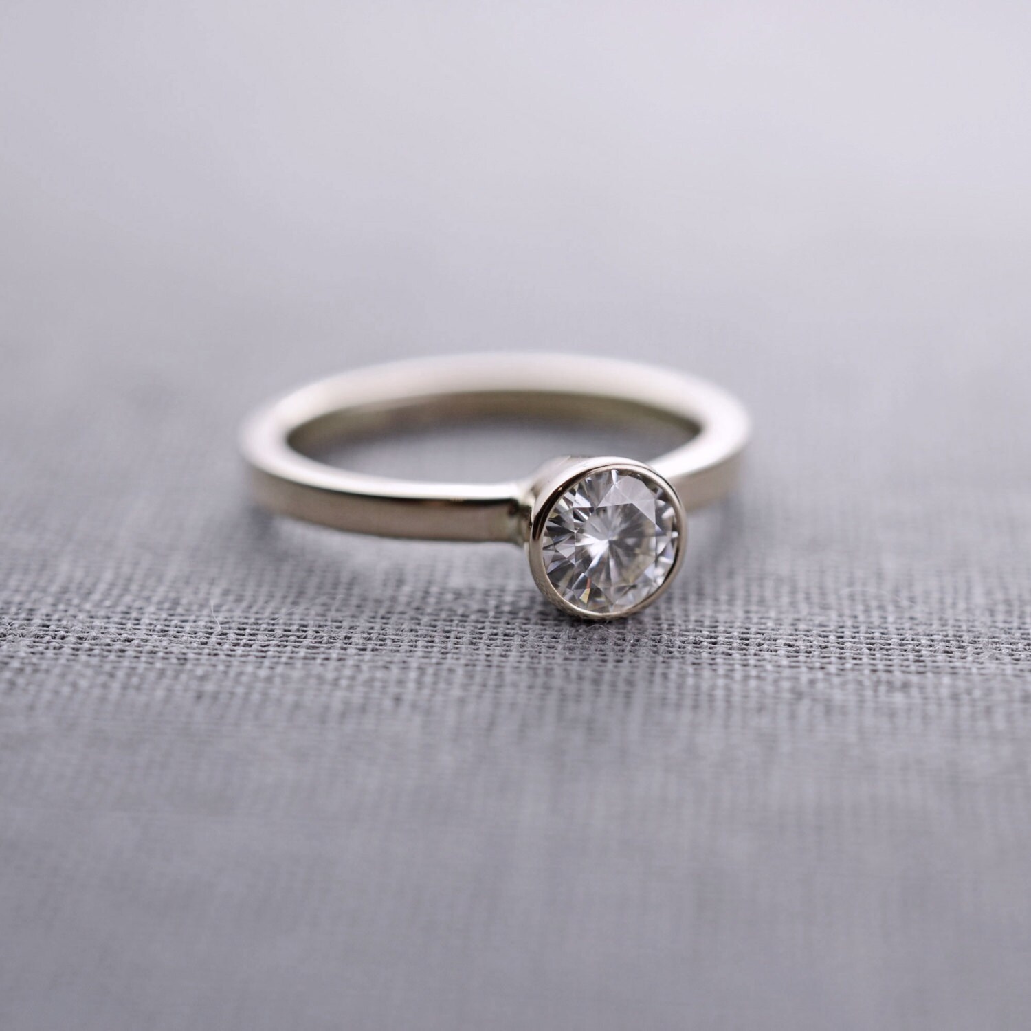 5mm Moissanite Engagement Ring 14K Gold by LilyEmmeJewelry