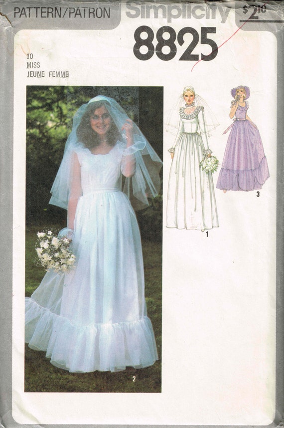 Boho Wedding Dress Pattern Simplicity 8825 70s Romantic