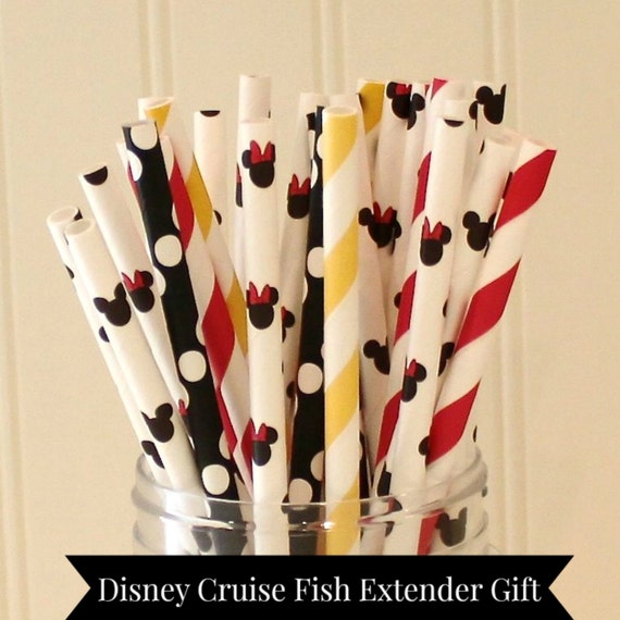 Disney Cruise Fish Extender Gift, 100 Paper Straws Mickey / Minnie Paper Straw Mix, Fish Extender Exchange, Paper Drinking Straw, Party Gift Il_570xn