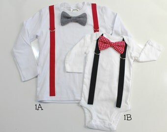 Valentine's Day Outfit Baby Boy. Tie & Suspenders