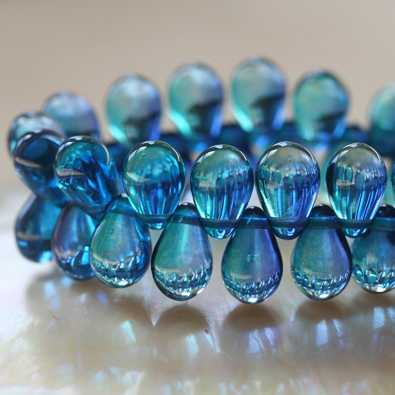 9x6mm Glass Teardrop Beads Jewelry Making Supply Czech