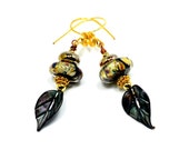 Black Raku Lampwork Bead Earrings. Artisan Glass Headpins. Elegant Glass Bead Jewelry. Gifts for Women. Black Raku Lampwork Bead Earrings. Artisan Glass Headpins. Elegant Glass Bead Jewelry. Gifts for Women.