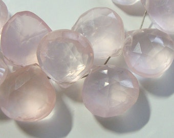 Rose Quartz Faceted Heart Briolette, 10-11 mm, 6 pc