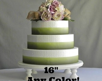 16" Cake Stand ANY COLOR Wedding Cake Stand Cupcake Stand Round White Rustic Wedding E. Isabella Designs Featured In Martha Stewart Weddings