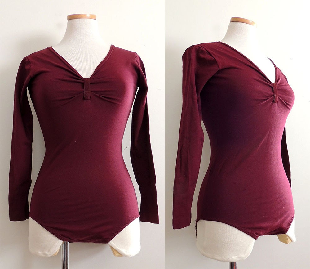 maroon long sleeve leotard