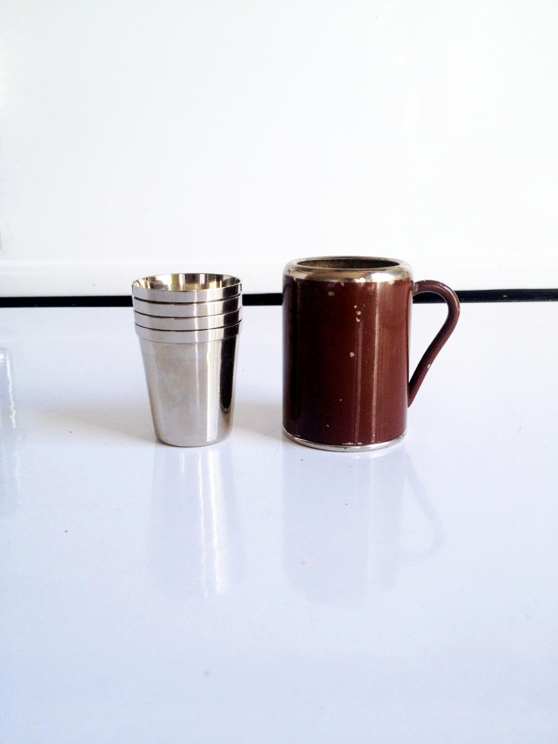 Metal Travel Shot Glasses in Metal Mug Case by SergeantSailor