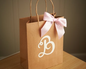Gift Bags for Wedding Guests. Handcrafted in 2-3 Business Days. Large Kraft Paper Bags with Handle. Party Favor Bags.