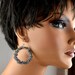 LP 510 Sparkling Blue Gray Crystal Sterling Silver Hoop Earrings