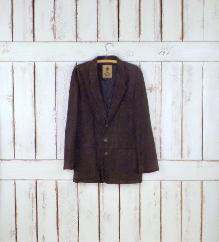 Vintage dark brown suede leather sport coat/mens suede blazer