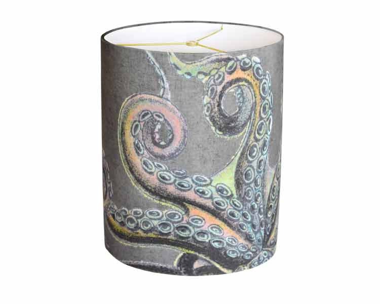 LARGE Linen Lava Rock Octopus Lamp Shade Sea Creature Lamp