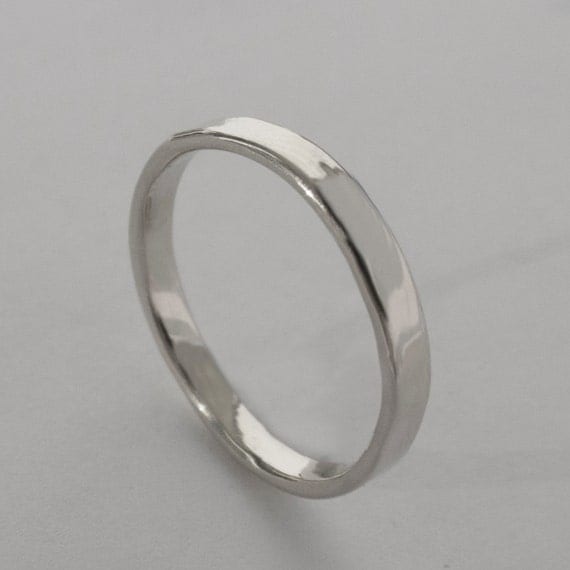 Simple Gold Wedding Band - 14k White Gold Ring 