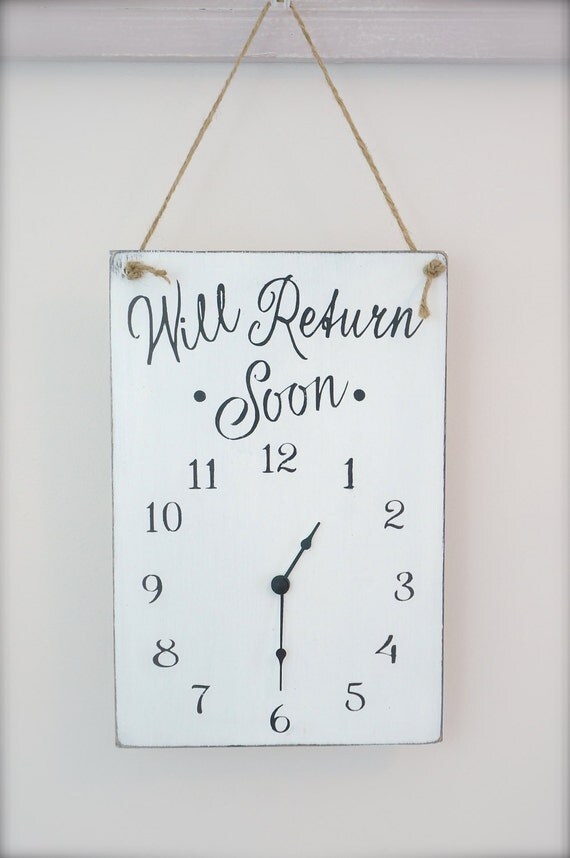 Business Sign Will Return Clock Sign Store Hour Sign by InMind4U