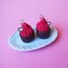 Chocolate Cupcake Red Earrings ( red cupcake valentine jewelry gift for her food miniature cupcake jewelry kawaii jewelry polymer clay )
