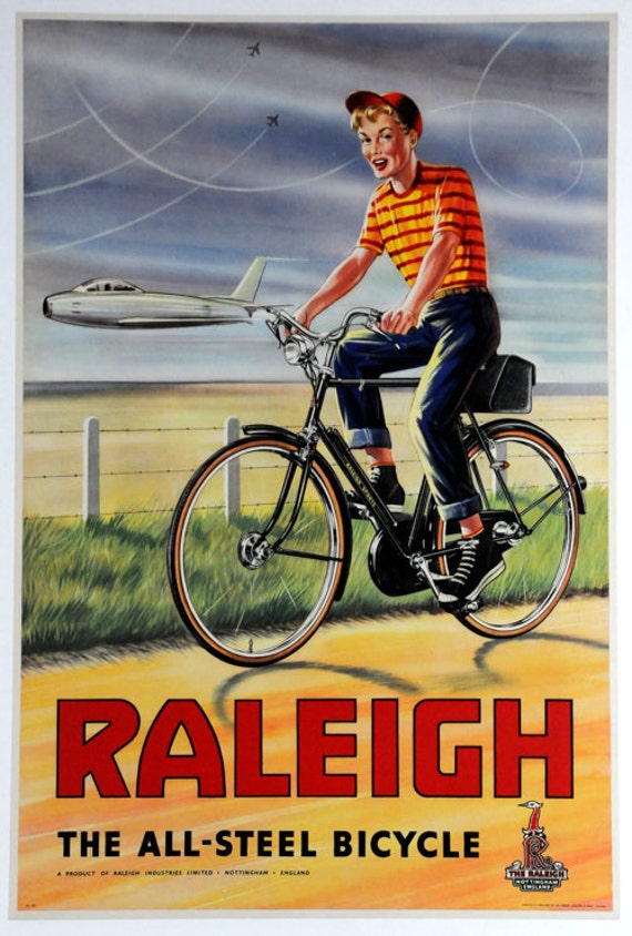 Raleigh The All-Steel Bicycle Vintage Original Bicycle Poster