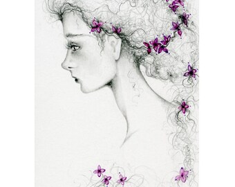 Original Art Home Decor Drawing of Girl One of a Kind Art for Her Gift for Wife Beautiful Women Wall Art Gifts for Her Home