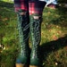 Boot Cuff SLUGS Fleece Rain Boot Liners Black with a Woodland Holiday Red Plaid Cuff, Fall Winter Fashion Accessory (Sm/Med 6-8 Boot)