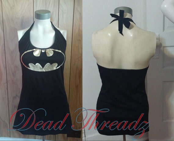 Halter Top or Dress Made from Batman Batgirl logo cosplay Mens T shirt Size S