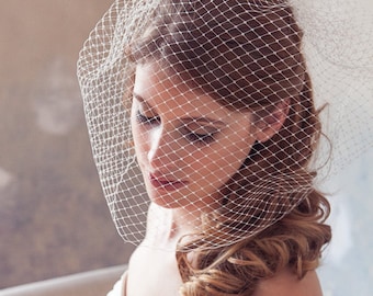 Birdcage Veil, Blusher Veil, Bird Cage Veil, Wedding Veil, Blusher Veil, Large Full Bridal Veil Netting - 12" or 18" in White, Ivory