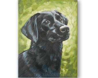 9x12x0.75" Custom Dog/Pet Portrait - 1 Pet, Paint Stroke Gradient Background, acrylic Painting on Canvas Memorial Labrador Retriever
