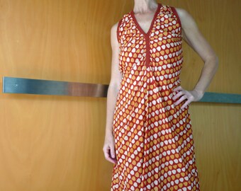 Earthy red cotton dress Felted Designer Women's Clothes Earthy red cotton dress
