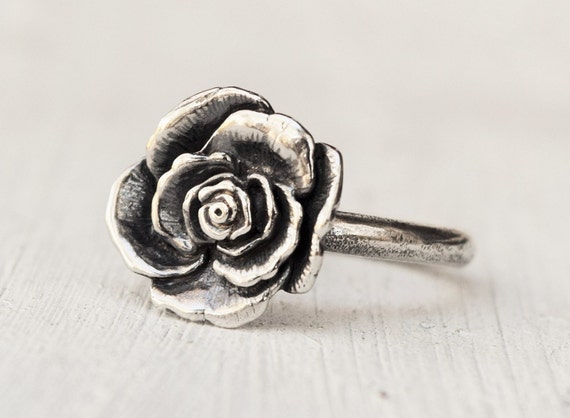 Boho Sterling Silver Rose Ring - Romantic Jewelry - Statement Ring - 100% Recycled - Ethical Silver - Bohemian Jewelry