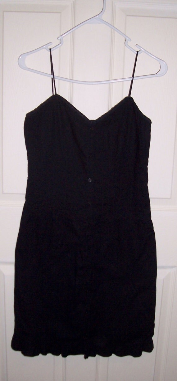 SALE 60% Off Vintage Ladies Black Cotton Sundress by SusOriginals