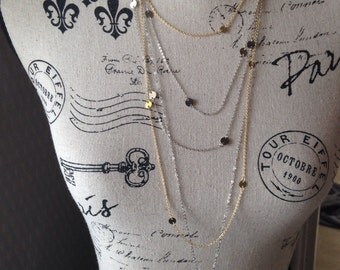 Mini SILVER Disc Necklace Extra Long 52 Inches Courtney Cox Cougar Town Inspired The Look for Less at Links & Locks Designs