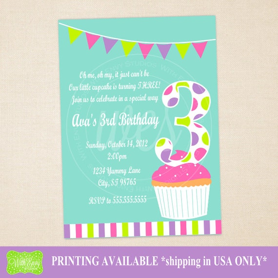 Cupcake Invitation - Cupcake Birthday Invitation - Baking Party Invitation - DIGITAL and PRINTED Available Il_570xn