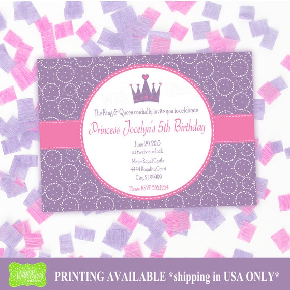 Princess Party Invitation - Princess Invitation - Princess Birthday Invite - DIGITAL and PRINTED Available Il_570xn