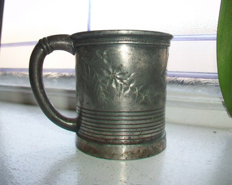 Antique Silver Plate Presentation Cup Mug 1800s Adelphi Silver Plate Co. Victorian Cup