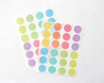 Big Circle Stickers, 1" inch Round Stickers, Pastel/Colorful/Multicolor Paper Stickers, Size 24mm, Set of 2 sheets or 48 stickers
